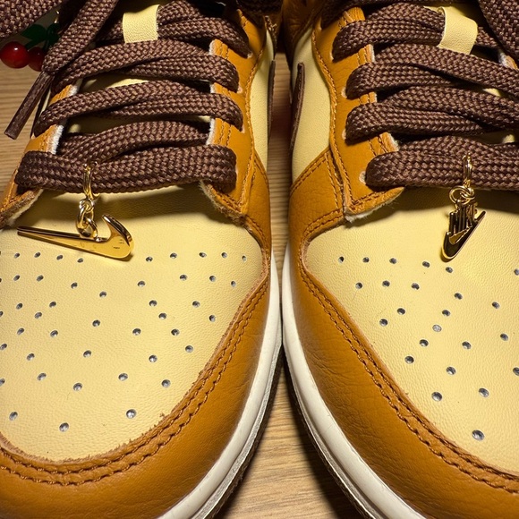 Nike Retro Dunk Low Dessert Ochre Sneakers with Cherry Charm - Picture 8 of 9
